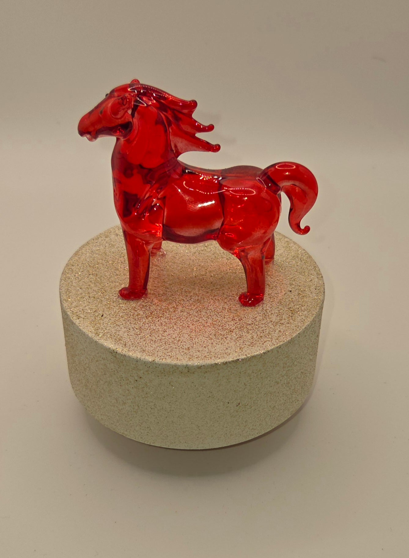 Rotating Glass Horse Music Box