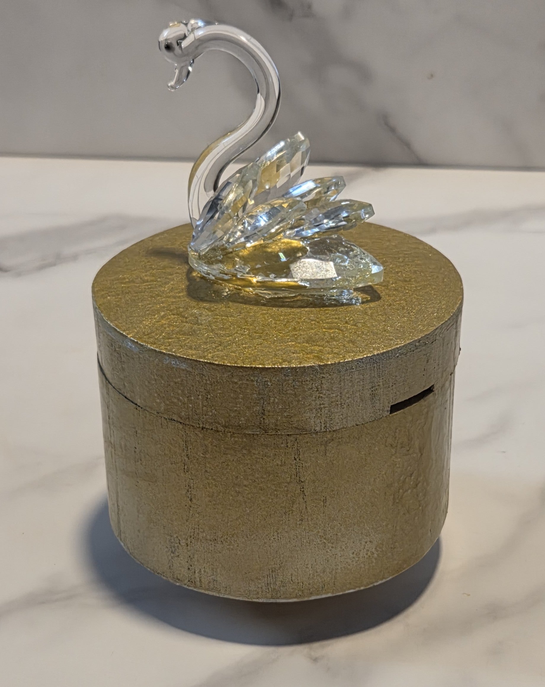 Rotating Glass Swan Music Box