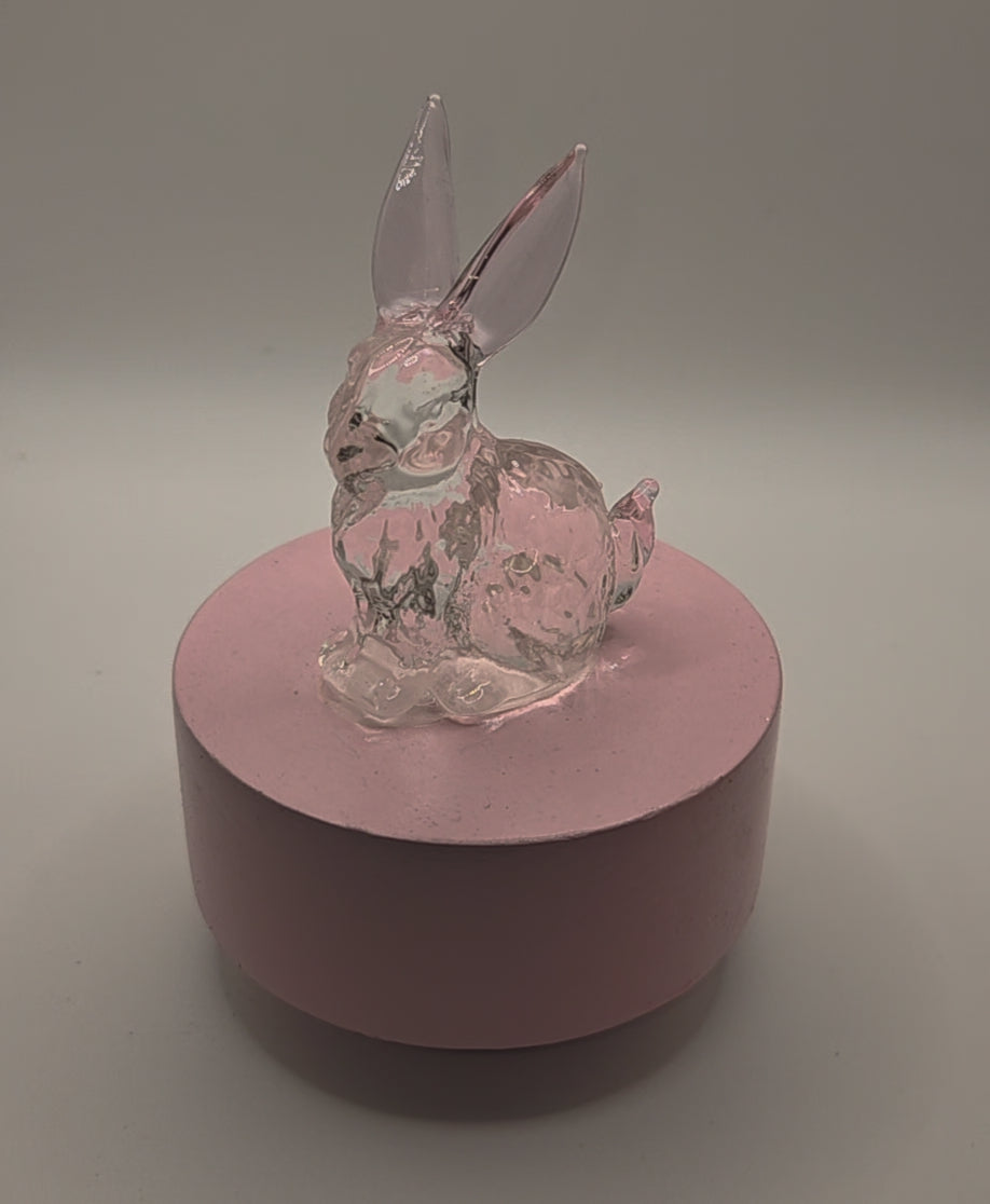 Rotating Glass Bunny Music Box