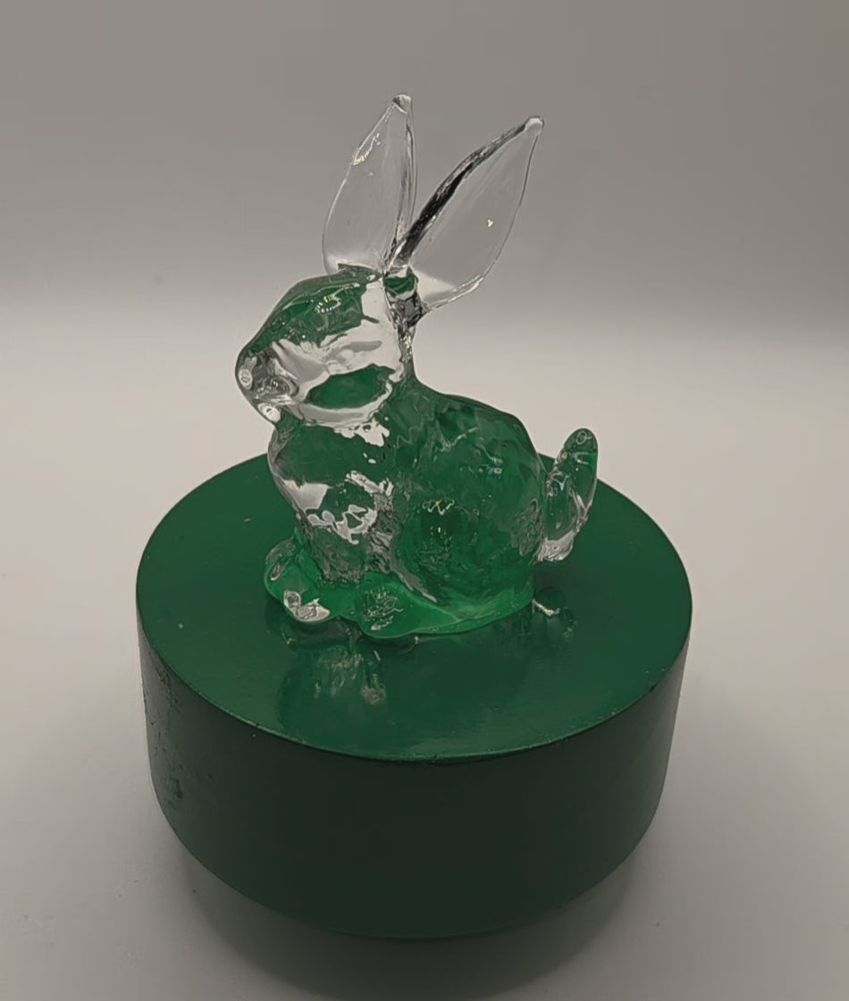 Rotating Glass Bunny Music Box