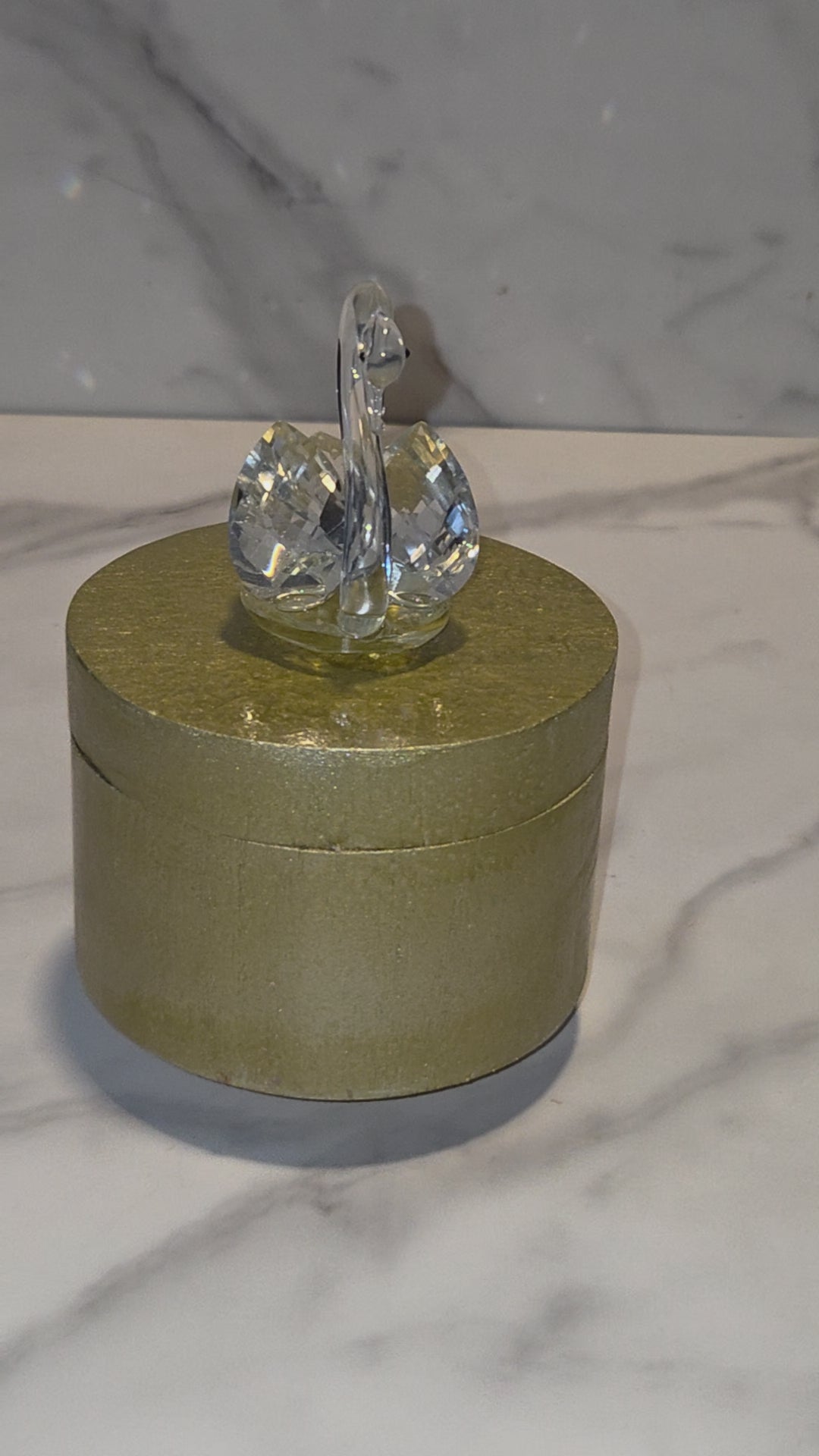 Rotating Glass Swan Music Box